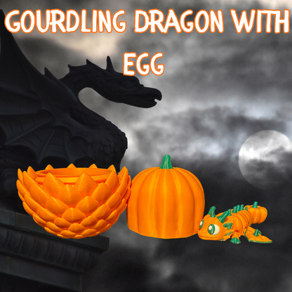 Gourdling Dragon – 3D Printed Pumpkin Hatchling Collectible