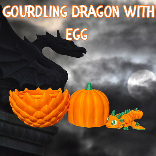 Gourdling Dragon – 3D Printed Pumpkin Hatchling Collectible